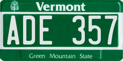 VT license plate ADE357