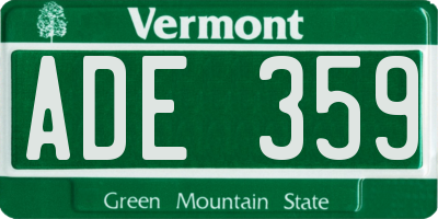 VT license plate ADE359