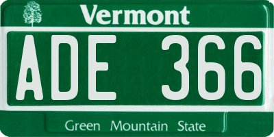 VT license plate ADE366