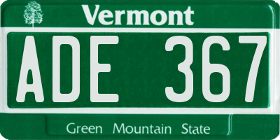 VT license plate ADE367