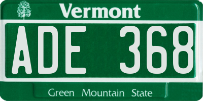 VT license plate ADE368