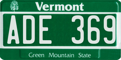 VT license plate ADE369