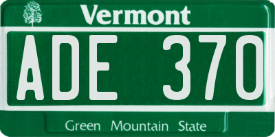 VT license plate ADE370
