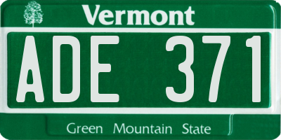 VT license plate ADE371