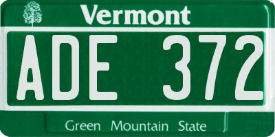 VT license plate ADE372