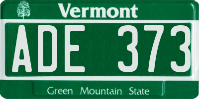 VT license plate ADE373