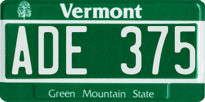 VT license plate ADE375