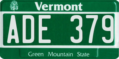 VT license plate ADE379
