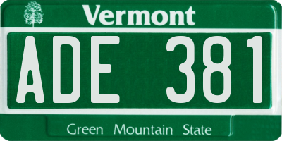 VT license plate ADE381