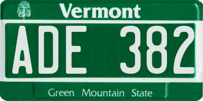 VT license plate ADE382