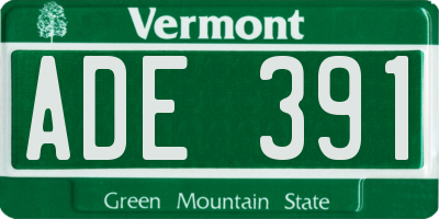 VT license plate ADE391