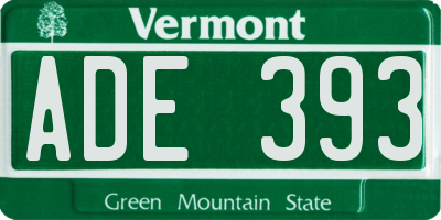 VT license plate ADE393