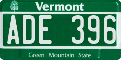 VT license plate ADE396