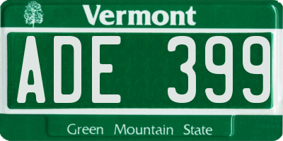 VT license plate ADE399