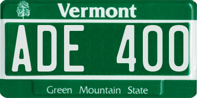 VT license plate ADE400