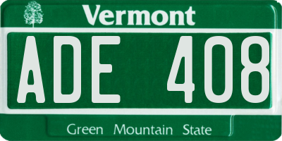 VT license plate ADE408