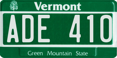 VT license plate ADE410