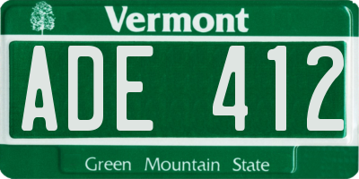 VT license plate ADE412