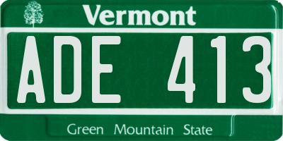 VT license plate ADE413