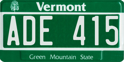 VT license plate ADE415