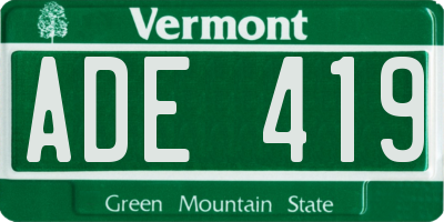 VT license plate ADE419