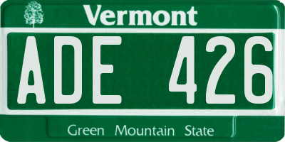 VT license plate ADE426