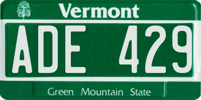 VT license plate ADE429