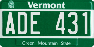 VT license plate ADE431
