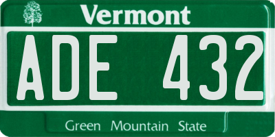 VT license plate ADE432
