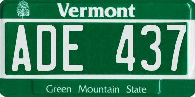 VT license plate ADE437