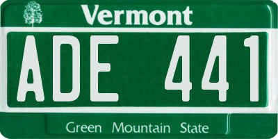 VT license plate ADE441