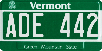 VT license plate ADE442