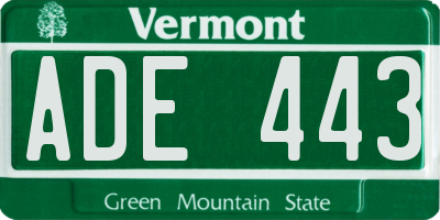 VT license plate ADE443