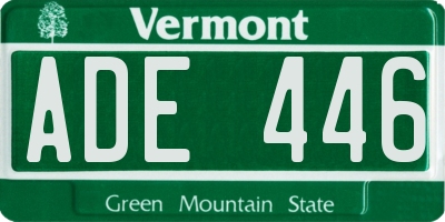 VT license plate ADE446