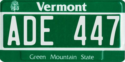 VT license plate ADE447