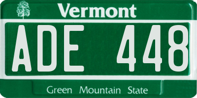 VT license plate ADE448