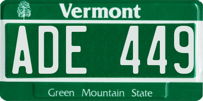 VT license plate ADE449