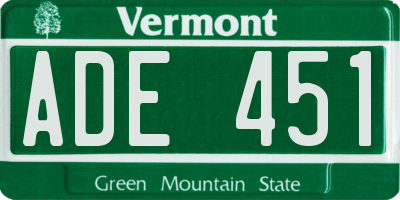 VT license plate ADE451