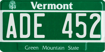 VT license plate ADE452