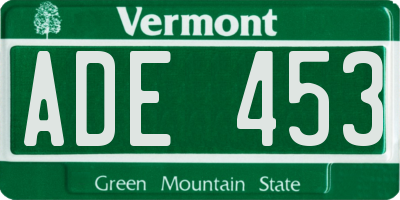 VT license plate ADE453
