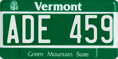 VT license plate ADE459