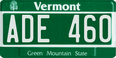 VT license plate ADE460