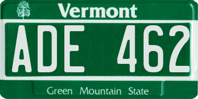 VT license plate ADE462