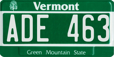 VT license plate ADE463