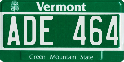 VT license plate ADE464