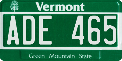 VT license plate ADE465