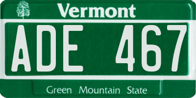 VT license plate ADE467