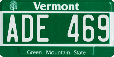VT license plate ADE469