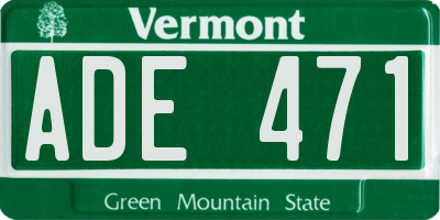 VT license plate ADE471