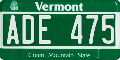 VT license plate ADE475